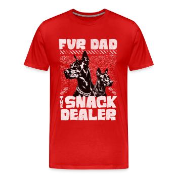 Pelz Papa Der Imbiss Händler Dobermann Hund Liebhaber - Männer Premium Bio T-Shirt - Rot - Vorne - Damien (186cm)
