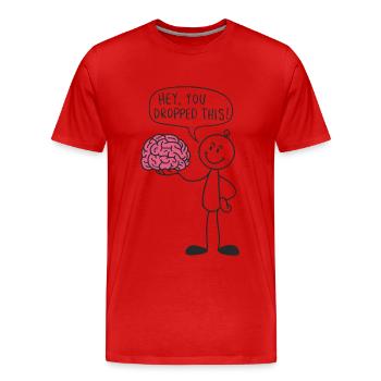 Strichmännchen mit Gehirn Lustiger Spruch - Männer Premium Bio T-Shirt - Rot - Vorne - Damien (186cm)