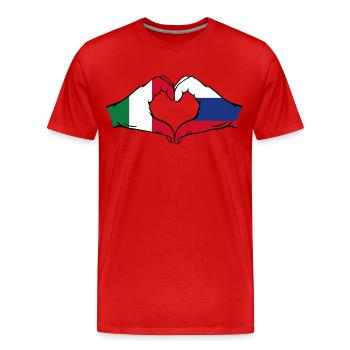 Italy Russia hands heart shape - Men's Premium Organic T-Shirt - red - Front - Damien (186cm)