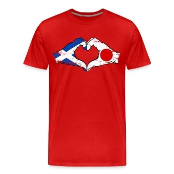 Scotland Japan Hands Heart Shape Used - Men's Premium Organic T-Shirt - red - Front - Damien (186cm)