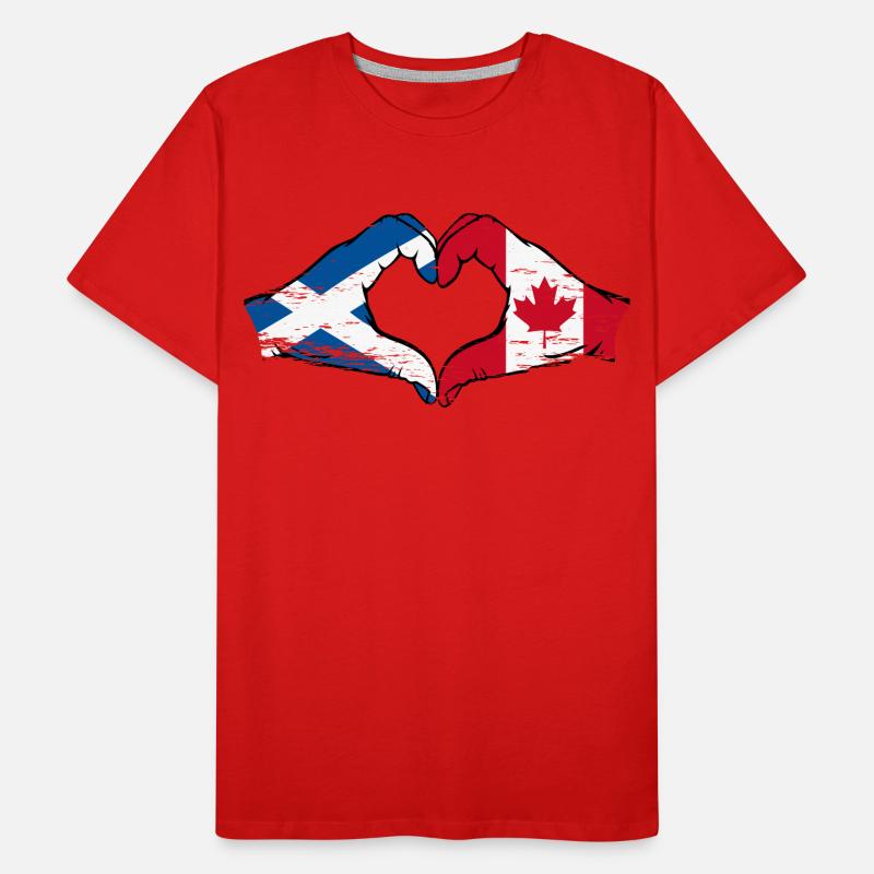 Écosse Canada mains en forme de coeur utilisé T-shirt bio Premium Homme