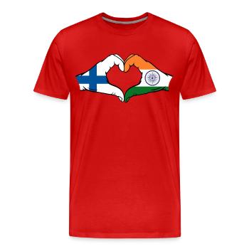 Finnland Indien Hände Herzform - Männer Premium Bio T-Shirt - Rot - Vorne - Damien (186cm)