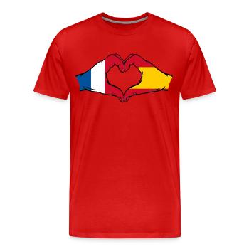 France Espagne mains en forme de cœur - T-shirt bio Premium Homme - rouge - Devant - Damien (186cm)