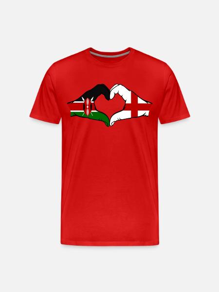 Kenya England Hands Heart Shape - Men's Premium Organic T-Shirt - red