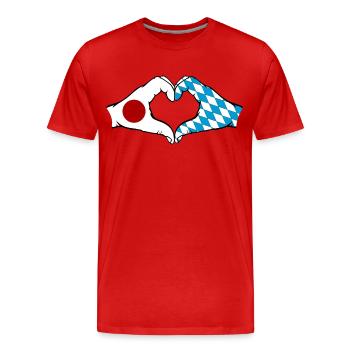 Japon Bavière mains forme de coeur - T-shirt bio Premium Homme - rouge - Devant - Damien (186cm)