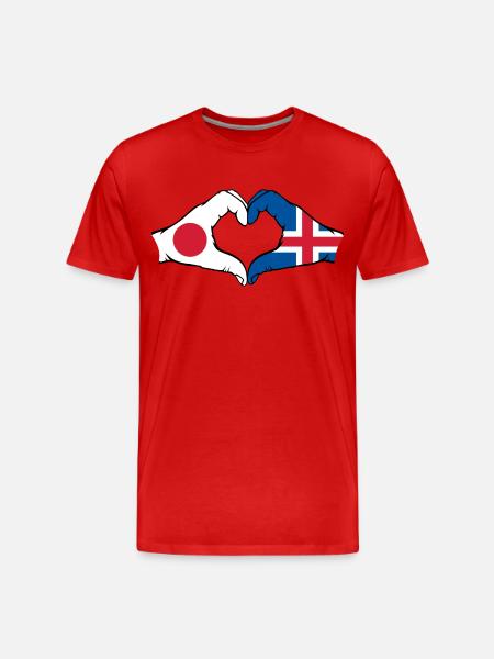 Japan Iceland hands heart shape - Men's Premium Organic T-Shirt - red