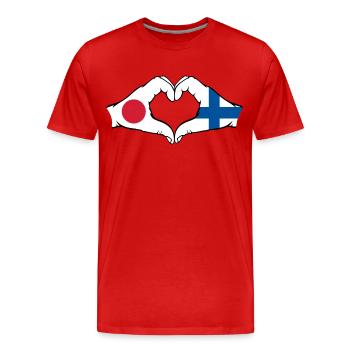 Japan Finnland Hände Herzform - Männer Premium Bio T-Shirt - Rot - Vorne - Damien (186cm)