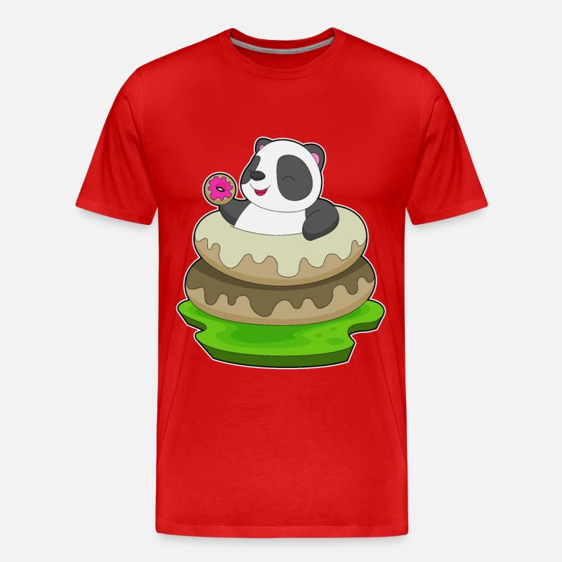 Panda Donuts - Männer Premium Bio T-Shirt - Rot