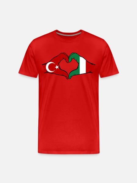 Turquie Italie Mains Forme de Coeur - T-shirt bio Premium Homme - rouge
