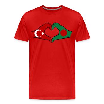 Türkei Bangladesch Hände Herzform - Männer Premium Bio T-Shirt - Rot - Vorne - Damien (186cm)