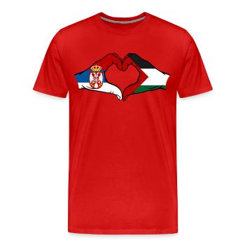 Serbia Palestine Flag Heart Shape - Men's Premium Organic T-Shirt - red - Front - Damien (186cm)