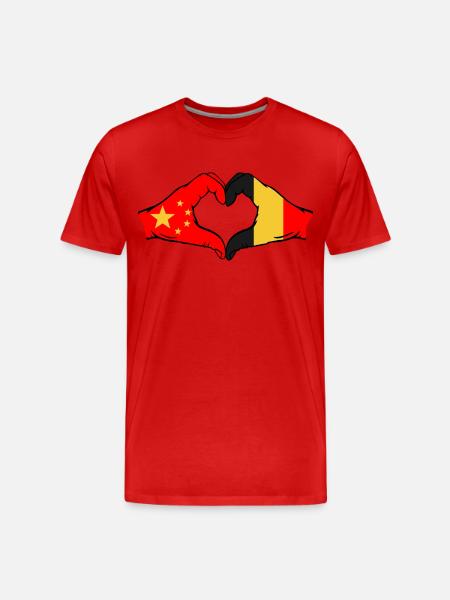 China Belgium Flag Heart Shape - Men's Premium Organic T-Shirt - red