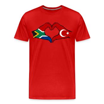 Afrique du Sud Turquie Drapeau Mains Coeur Forme - T-shirt bio Premium Homme - rouge - Devant - Damien (186cm)