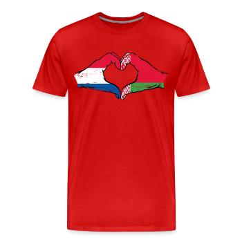 Holland Belarus Flagge Hände Herzform used - Männer Premium Bio T-Shirt - Rot - Vorne - Damien (186cm)