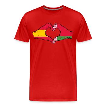 Spanien Belarus Flagge Hände Herzform used - Männer Premium Bio T-Shirt - Rot - Vorne - Damien (186cm)