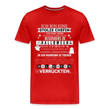 Stolze Chefin Lustig Halloween Team Damen - Männer Premium Bio T-Shirt - Rot - Vorne - Damien (186cm)