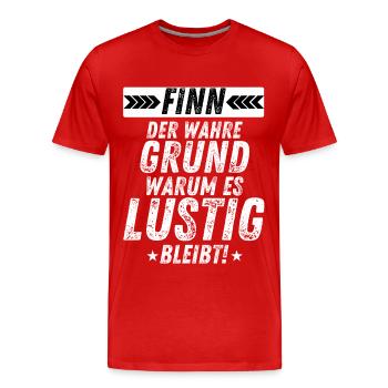 Finn Grund Lustig Bleibt Fun Shirt Männer Party - Männer Premium Bio T-Shirt - Rot - Vorne - Damien (186cm)