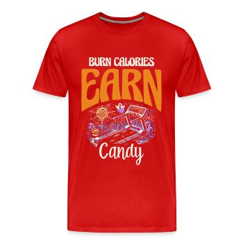Kalorien verbrennen Süßigkeiten verdiene Halloween - Männer Premium Bio T-Shirt - Rot - Vorne - Damien (186cm)