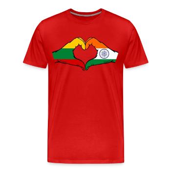 Litauen Indien Flagge Hände Herzform - Männer Premium Bio T-Shirt - Rot - Vorne - Damien (186cm)