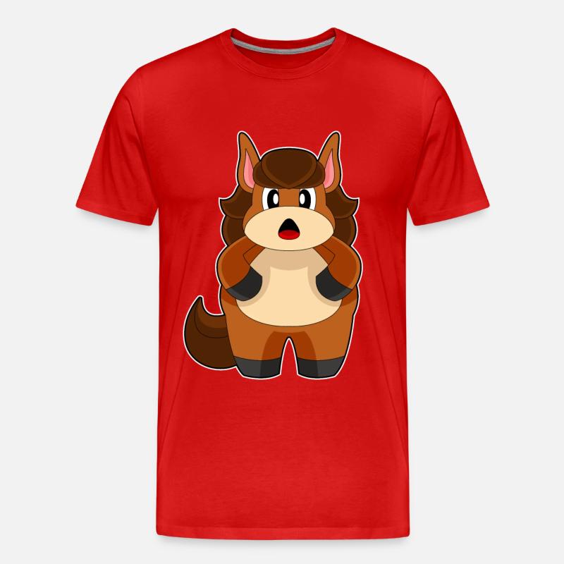 Pferd Dick - Männer Premium Bio T-Shirt - Rot