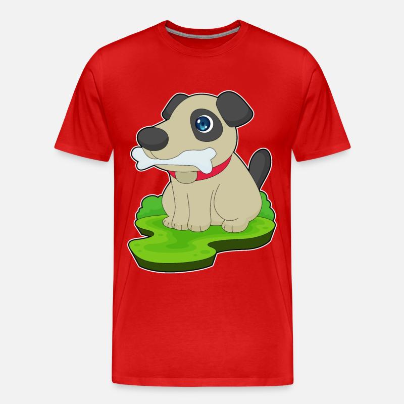 Hund Knochen - Männer Premium Bio T-Shirt - Rot