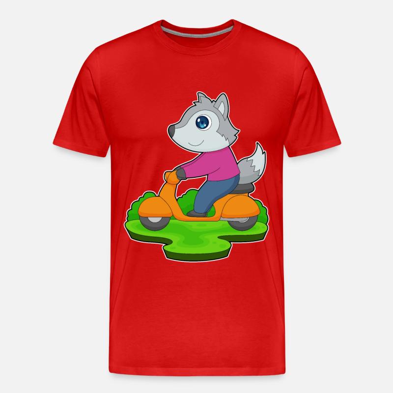 Wolf Motorroller - Männer Premium Bio T-Shirt - Rot
