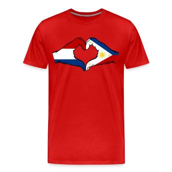 Holland Philippinen Flagge Hände Herzform - Männer Premium Bio T-Shirt - Rot - Vorne - Damien (186cm)