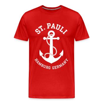St. Pauli Hamburg Anker Reeperbahn - T-shirt bio Premium Homme - rouge - Devant - Damien (186cm)