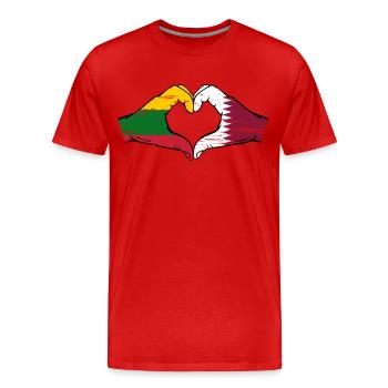 Lithuania Qatar flag hands heart shape used - Men's Premium Organic T-Shirt - red - Front - Damien (186cm)