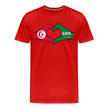 Tunesien Saudi Arabien Flagge Hände Herzform used - Männer Premium Bio T-Shirt - Rot - Vorne - Damien (186cm)