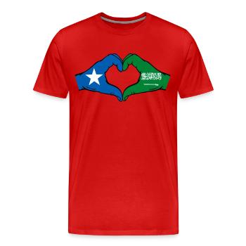 Somalia Saudi Arabia Flag Hands Heart Shape - Men's Premium Organic T-Shirt - red - Front - Damien (186cm)
