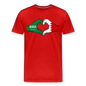 Saudi Arabien Bahrain Flagge Hände Herzform - Männer Premium Bio T-Shirt - Rot - Vorne - Damien (186cm)