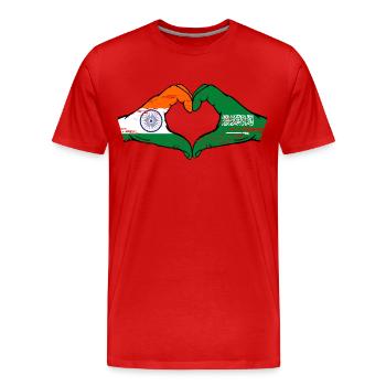 India Saudi Arabia Flag Hands Heart Shape Used - Men's Premium Organic T-Shirt - red - Front - Damien (186cm)