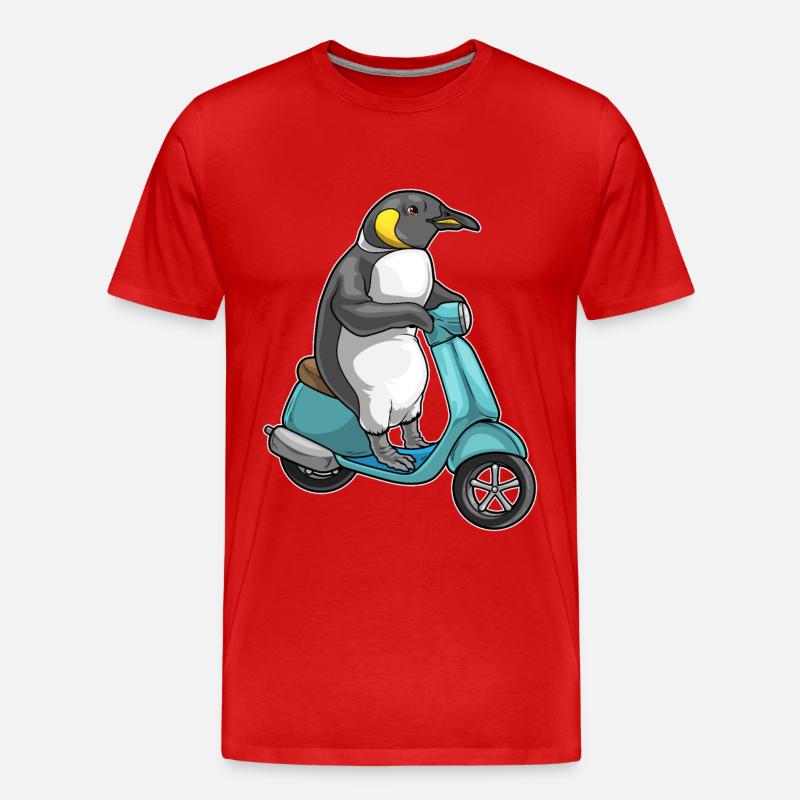 Pinguin Motorroller - Männer Premium Bio T-Shirt - Rot