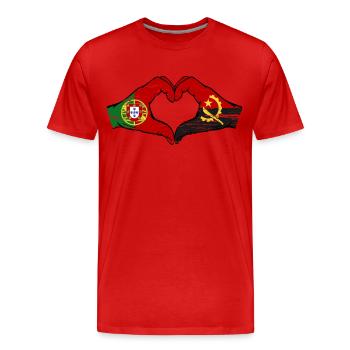 Portugal Angola Flagge Hände Herzform used - Männer Premium Bio T-Shirt - Rot - Vorne - Damien (186cm)