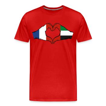 France United Arab Emirates Heart - Men's Premium Organic T-Shirt - red - Front - Damien (186cm)