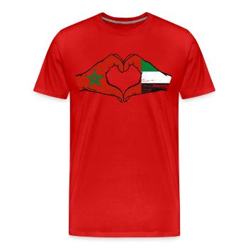 Morocco United Arab Emirates Heart - Men's Premium Organic T-Shirt - red - Front - Damien (186cm)