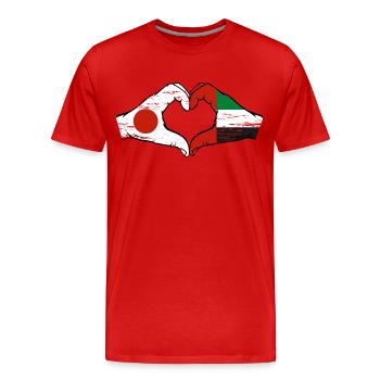 Japan United Arab Emirates Heart - Men's Premium Organic T-Shirt - red - Front - Damien (186cm)
