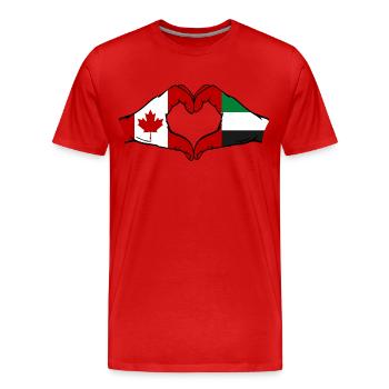 Canada United Arab Emirates Heart - Men's Premium Organic T-Shirt - red - Front - Damien (186cm)