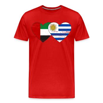 Vereinigte Arabische Emirate Uruguay Flagge Herz - Männer Premium Bio T-Shirt - Rot - Vorne - Damien (186cm)