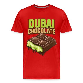 Dubai Schokolade Pistazien Pistaziencreme Schoko - Männer Premium Bio T-Shirt - Rot - Vorne - Damien (186cm)