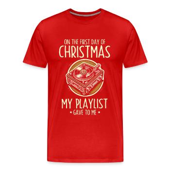On Christmas Day I received playlist music - Men's Premium Organic T-Shirt - red - Front - Damien (186cm)