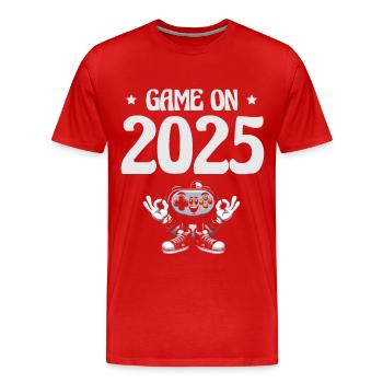 Game On 2025, l’enthousiasme pour le jeu, l’ du Nouvel An - T-shirt bio Premium Homme - rouge - Devant - Damien (186cm)