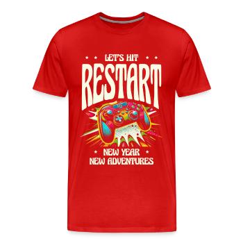 Lasst Neustart, neues Jahr, neue Abenteuer klicken - Männer Premium Bio T-Shirt - Rot - Vorne - Damien (186cm)