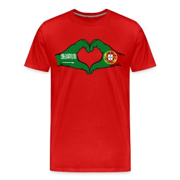 Saudi Arabia Portugal Flag Hands Heart Shape - Men's Premium Organic T-Shirt - red - Front - Damien (186cm)