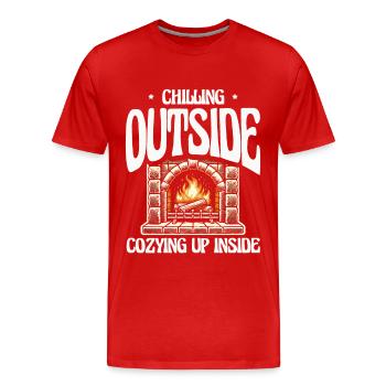 Relaxant à l’extérieur, confortable à l’intérieur, hivernal - T-shirt bio Premium Homme - rouge - Devant - Damien (186cm)