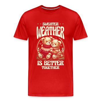 Le temps des pulls est meilleur ensemble Ambiance hivernale - T-shirt bio Premium Homme - rouge - Devant - Damien (186cm)
