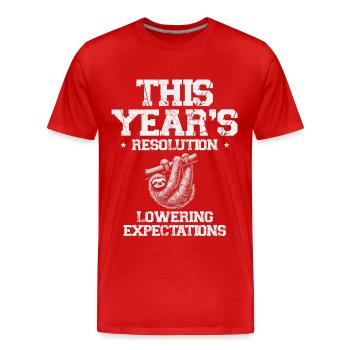 La résolution de cette année réduit les attentes pour la nouvelle année - T-shirt bio Premium Homme - rouge - Devant - Damien (186cm)