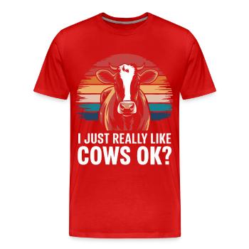 Éleveur de vaches Ferme Éleveur de vaches - T-shirt bio Premium Homme - rouge - Devant - Damien (186cm)