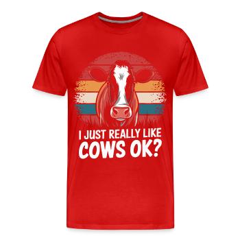 Éleveur de vaches Ferme Éleveur de vaches - T-shirt bio Premium Homme - rouge - Devant - Damien (186cm)